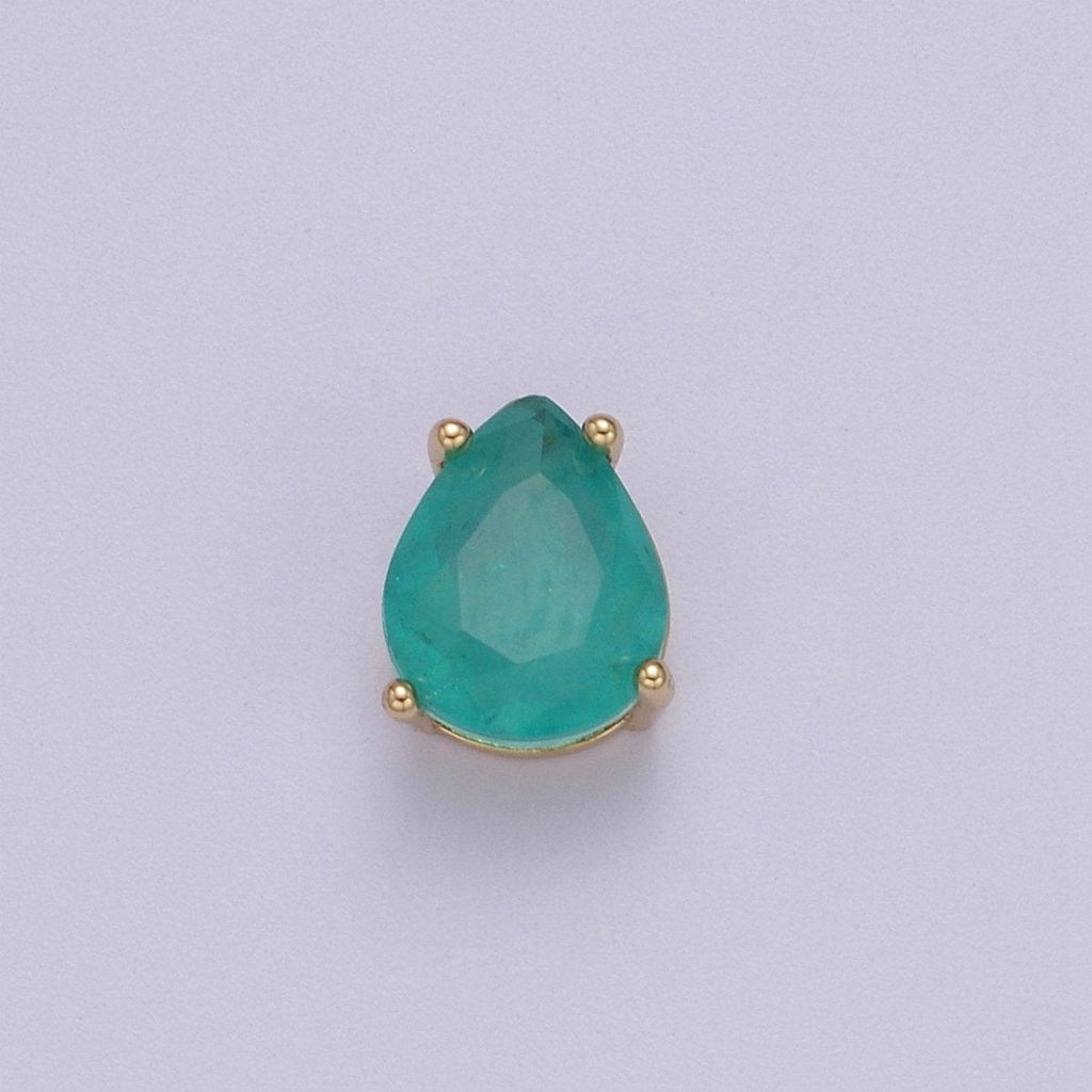 Green Aqua Cubic Zirconia Tear Drop Beads - 10mm Small Beautiful Bright 3D Teardrop Jewelry Gold Beads spacer for Bracelet Necklace Supply B-463 - DLUXCA