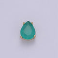 Green Aqua Cubic Zirconia Tear Drop Beads - 10mm Small Beautiful Bright 3D Teardrop Jewelry Gold Beads spacer for Bracelet Necklace Supply B-463 - DLUXCA