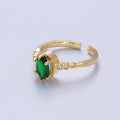 Green Emerald Ring, Emerald Oval Ring, May Birthstone, Dainty Ring O-2227 - DLUXCA
