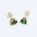 Green Emerald Stud Earring 18k Gold plated Round Circle Stud Minimalist Earring T-061 - DLUXCA