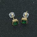 Green Emerald Stud Earring 18k Gold plated Square Stud Minimalist Earring T-144 - DLUXCA