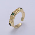 Green / Fuschia CZ Stone Gold Ring Open Adjustable Jewelry Masculine Unisex Ring U-227 U-228