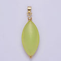 Green Jade Drop pendant charm with Gold / Silver Bail for Necklace W-630