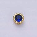 Green, Pink, Blue, Clear, Fuchsia 5.3mm Round CZ Bezel Gold Spacer Bead | B-827 B-828 B-829 B-830 B-831 - DLUXCA