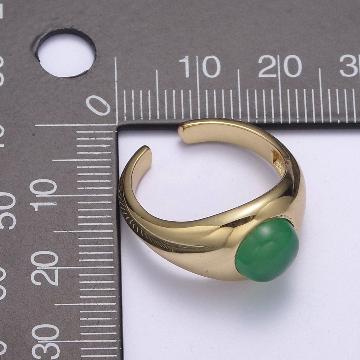 Green / Red Gem Stone Gold Dome Ring Open Adjustable Jewelry U-224 U-225
