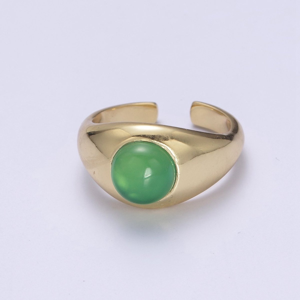 Green / Red Gem Stone Gold Dome Ring Open Adjustable Jewelry U-224 U-225