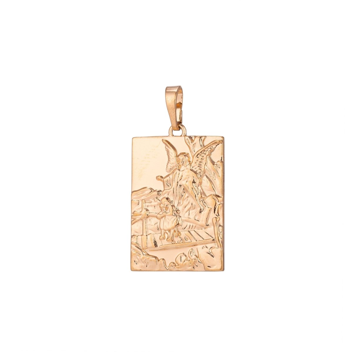 Guardian Angel Charm, 18K Gold plated Pendant Dainty Guardian Angel Necklace Charm for Jewelry Making H-896 - DLUXCA