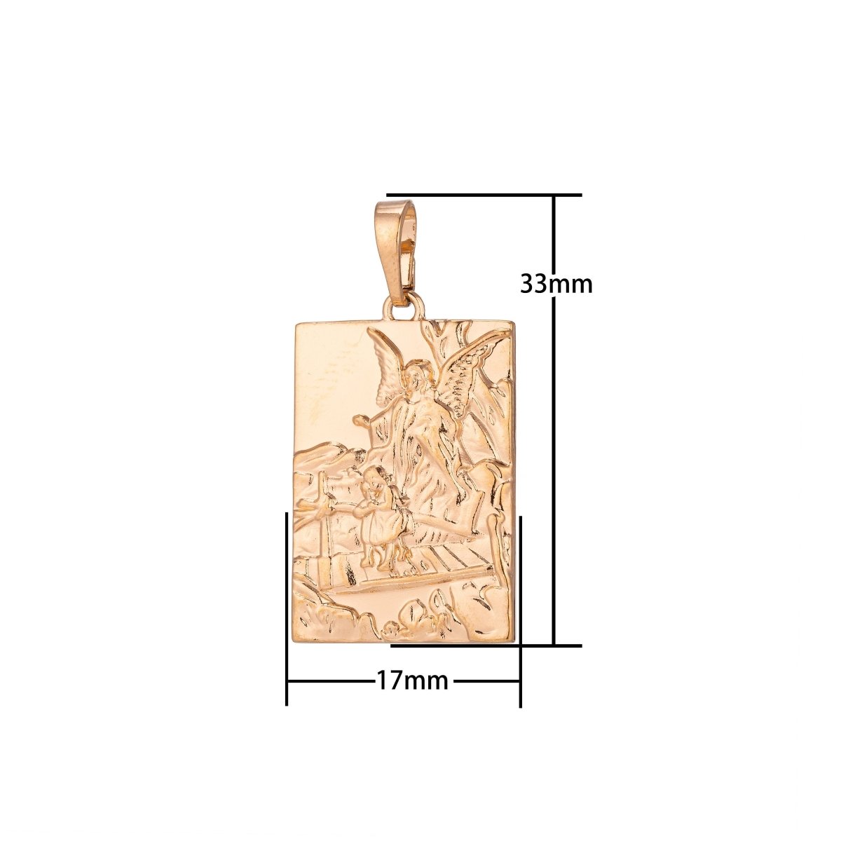 Guardian Angel Charm, 18K Gold plated Pendant Dainty Guardian Angel Necklace Charm for Jewelry Making H-896 - DLUXCA
