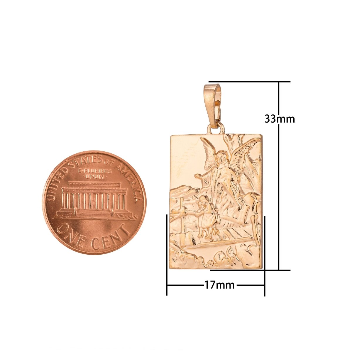 Guardian Angel Charm, 18K Gold plated Pendant Dainty Guardian Angel Necklace Charm for Jewelry Making H-896 - DLUXCA