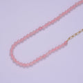 Half 14K Gold plated Cable Link Chain, Half Dainty Pink Quartz Natural Gemstone Necklace | WA-029 Clearance Pricing - DLUXCA
