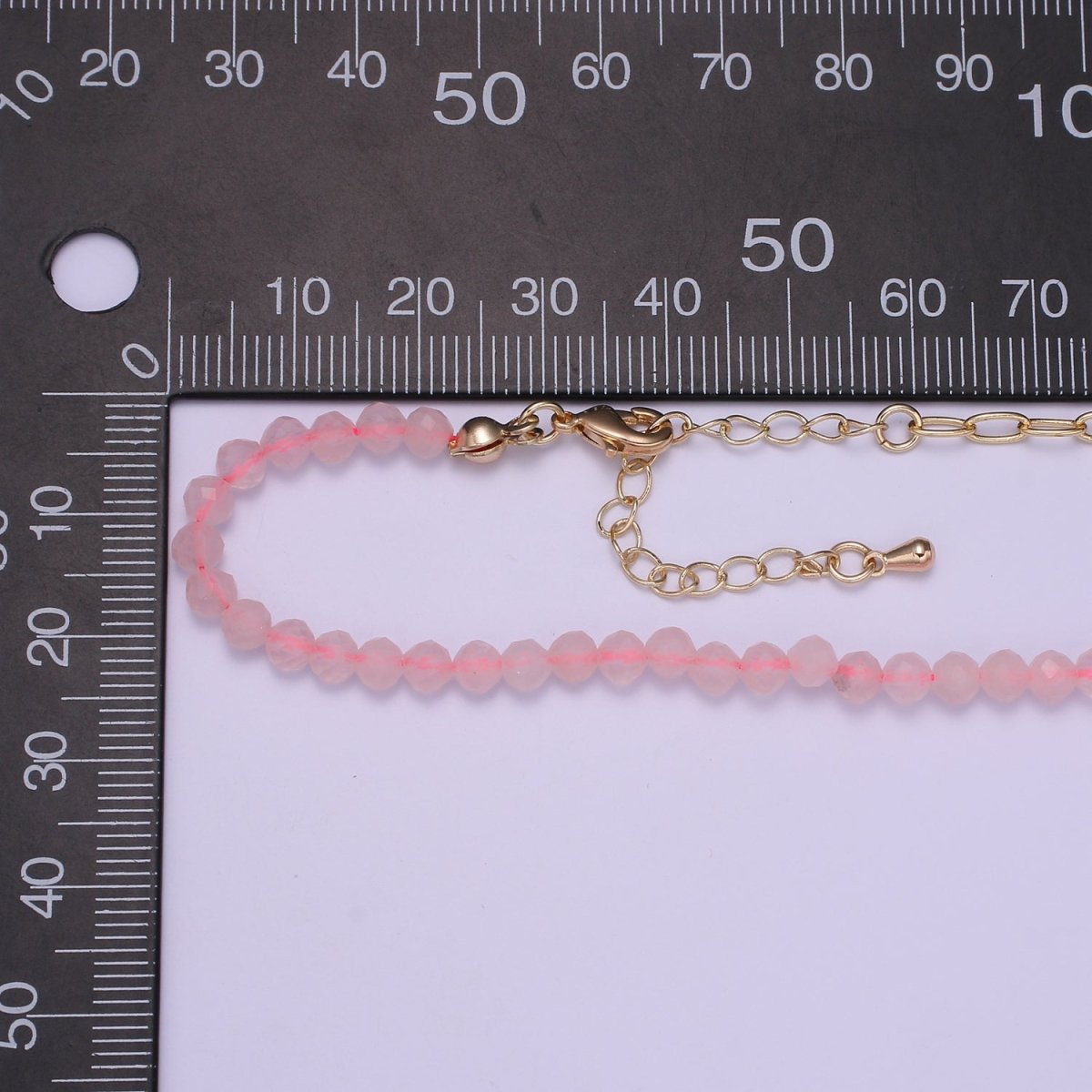 Half 14K Gold plated Cable Link Chain, Half Dainty Pink Quartz Natural Gemstone Necklace | WA-029 Clearance Pricing - DLUXCA