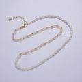Half Pearl Half chain necklace in 18k gold fill | Layer Necklace Gold Paper Clip chain with White Freshwater Pearl | WA-1064 Clearance Pricing - DLUXCA