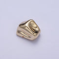 Hammered 12.8x9mm Gold & Silver Geometric Abstract Spacer Bead Component For Jewelry Making | W-924 W-925