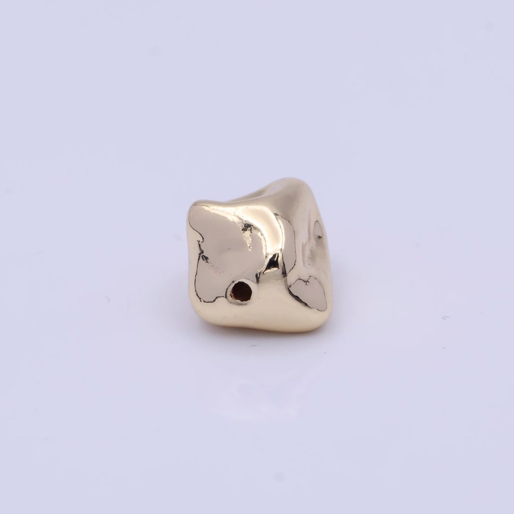 Hammered Geometric 14x10.3mm Gold Spacer Bead Findings For Bracelet Making B-118 - DLUXCA
