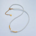 Handmade Imitation Pearl Beaded Chain Necklace with Freshwater Pearl Charm 16.14 Inch with Extender | WA2577 - DLUXCA