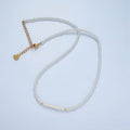 Handmade Imitation Pearl Beaded Chain Necklace with Mother of Pearl Charm 15.55 Inch with Extender | WA2580 - DLUXCA