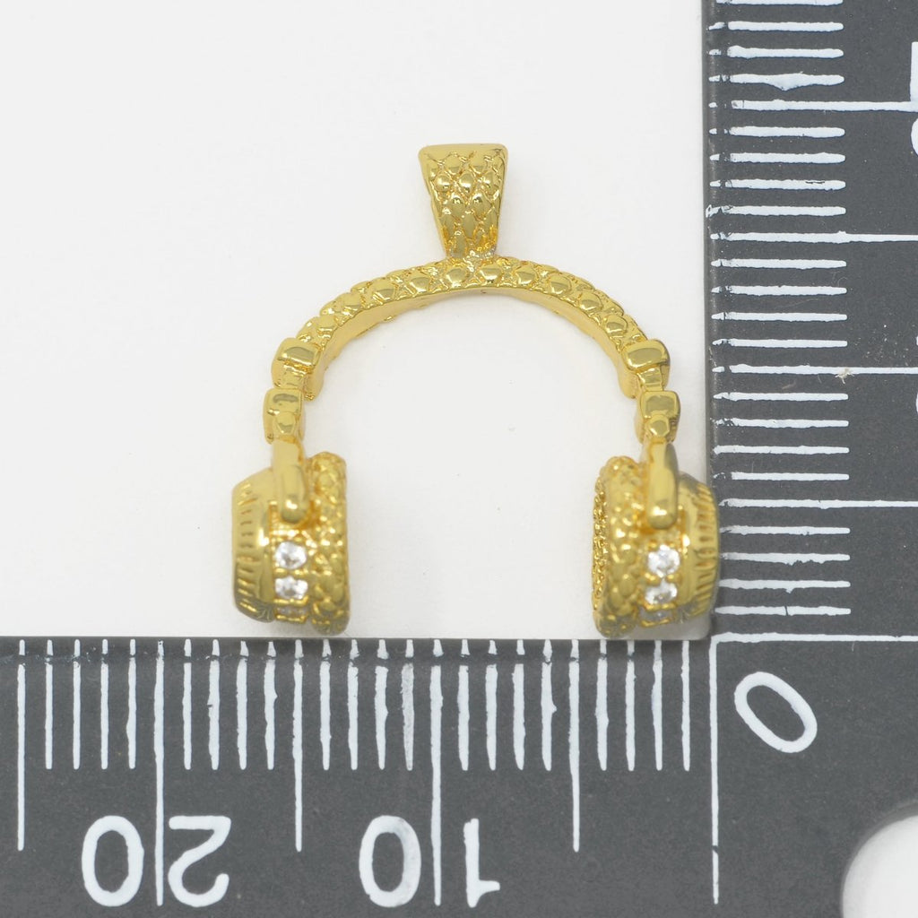 Headphone Gold plated Pendants J-897 - DLUXCA