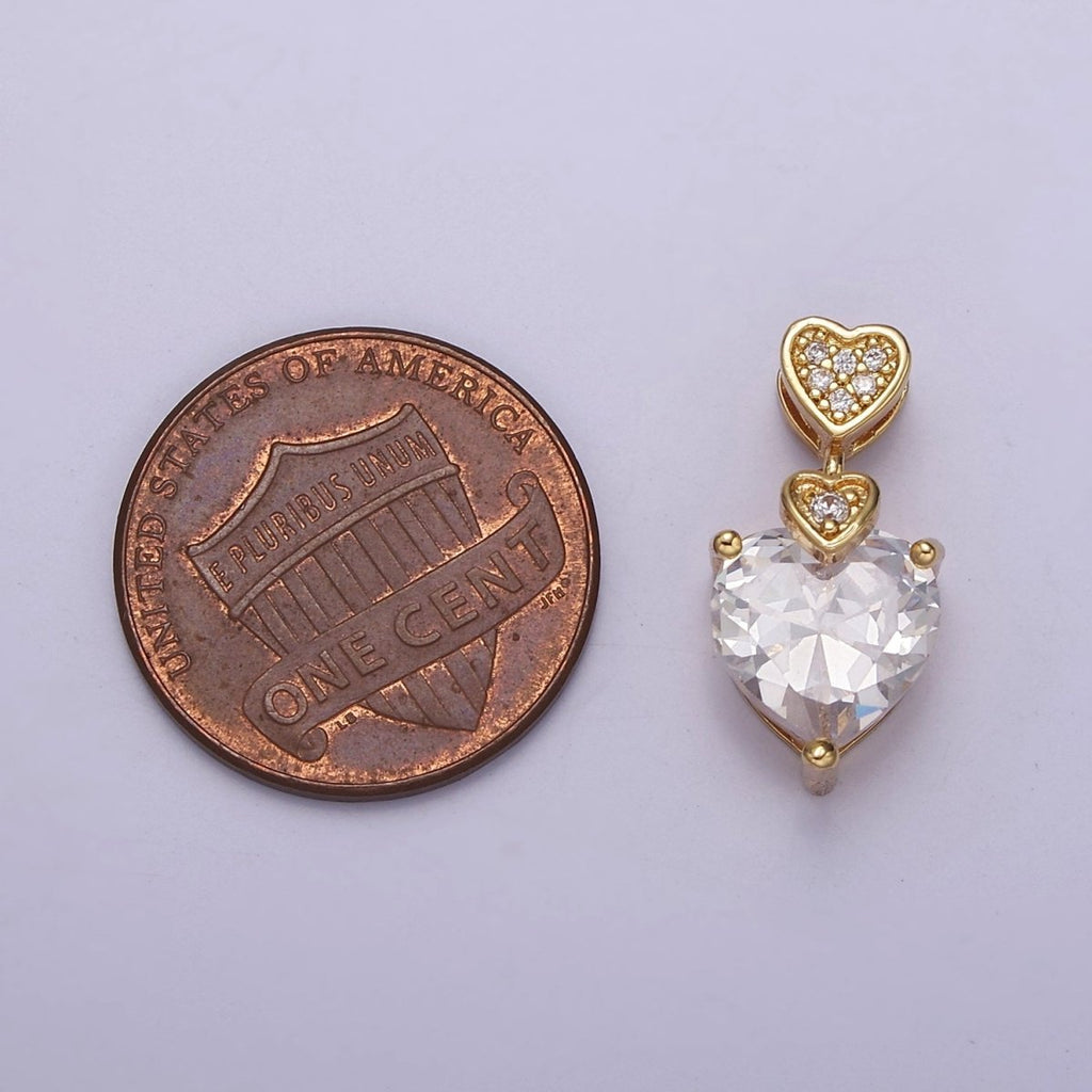 Heart Clear Cubic Zirconia Pendant, Micro Pave Love Charm Pendant For Valentine's Jewelry Making J-369 - DLUXCA