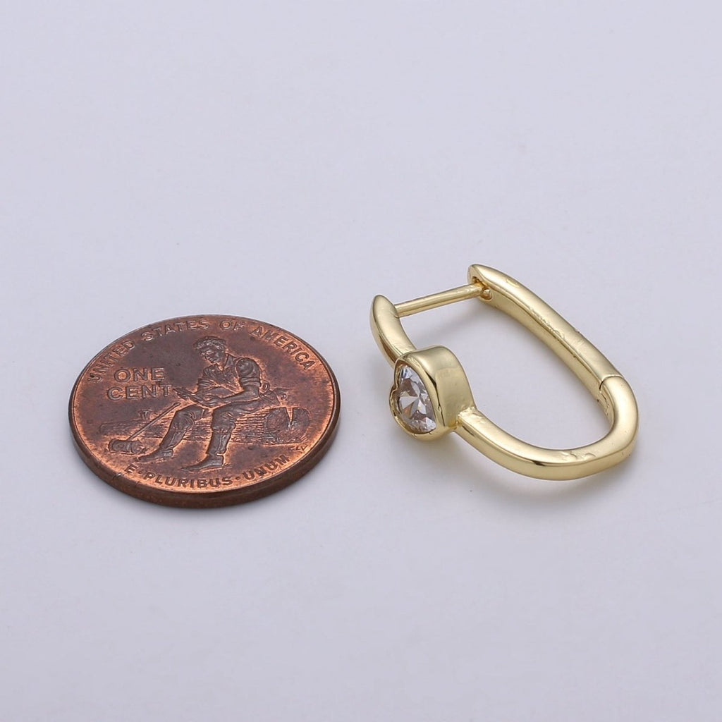 Heart Cubic Pave Gold Lever backs Earring, Solitaire Pave CZ Fish Loop Earring, Vintage Gold Micro Pave Earring for DIY Earring - 1392 Q-414 - DLUXCA