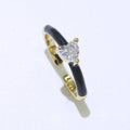 Heart Cz Ring Adjustable Gold Ring, Colorful Pastel Enamel Ring, Stackable Ring Black White Pink blue Green Ring for Women O-910~O-919