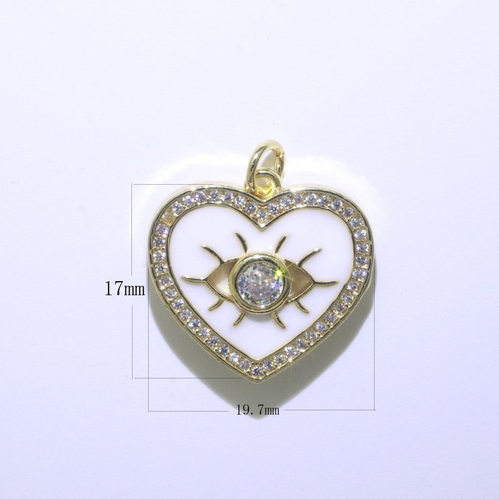 Heart Enamel Evil Eye Gold plated Charm M-157-M-166