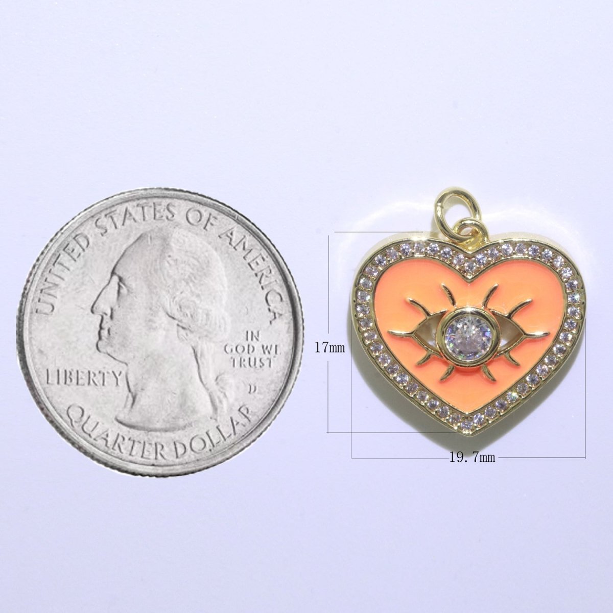 Heart Enamel Evil Eye Gold plated Charm M-157-M-166