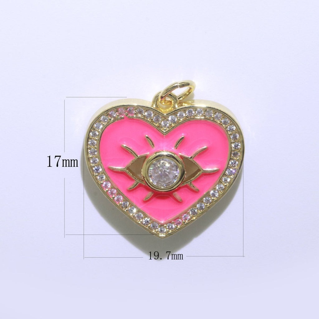 Heart Enamel Evil Eye Gold plated Charm M-157-M-166