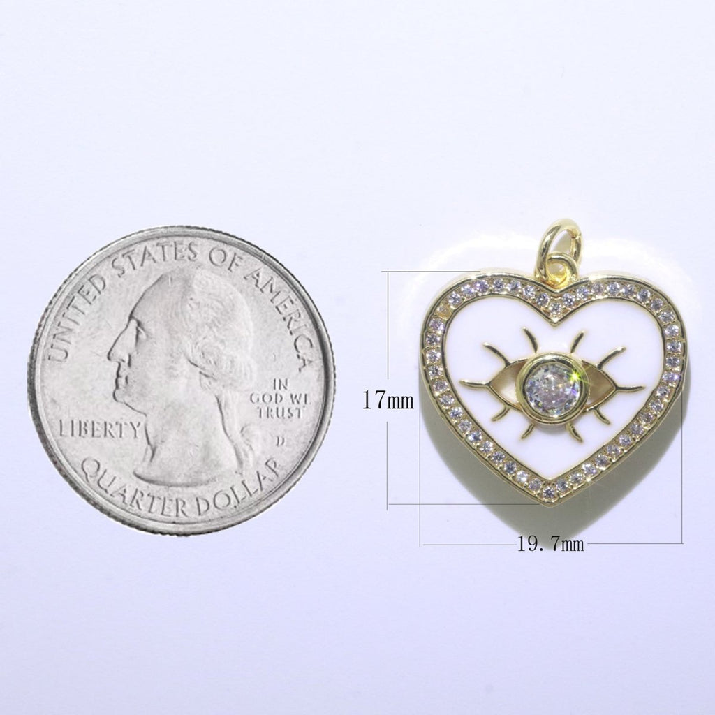 Heart Enamel Evil Eye Gold plated Charm M-157-M-166