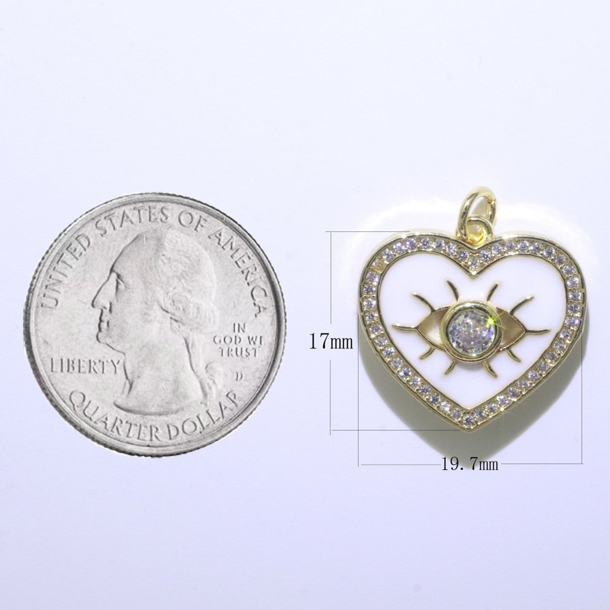 Heart Enamel Evil Eye Gold plated Charm M-157-M-166