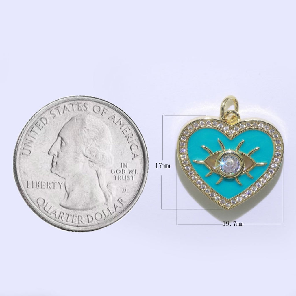 Heart Enamel Evil Eye Gold plated Charm M-157-M-166