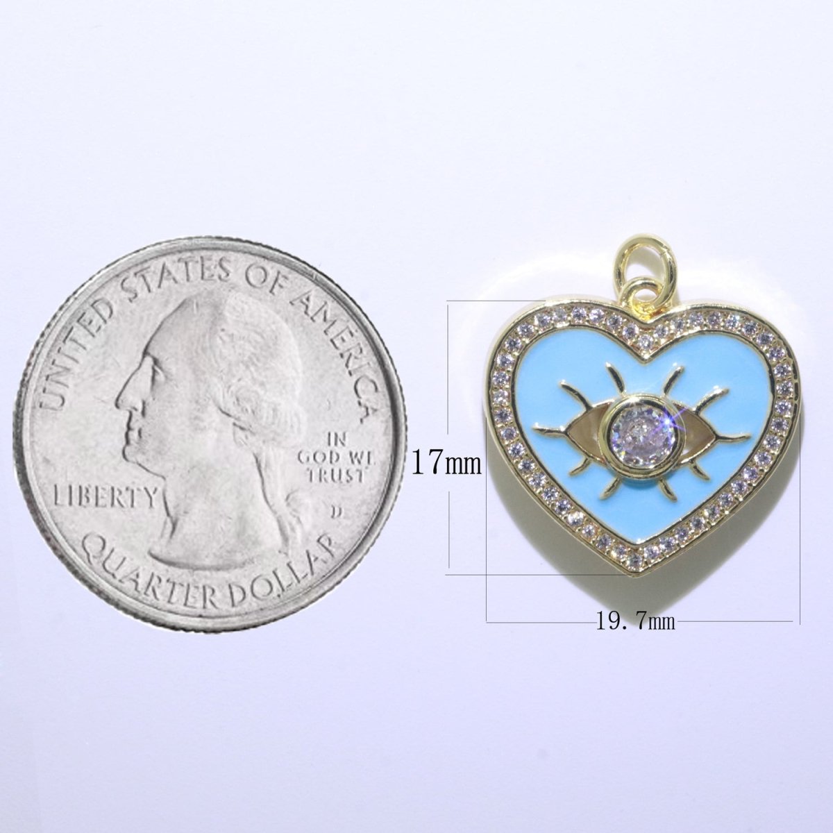 Heart Enamel Evil Eye Gold plated Charm M-157-M-166