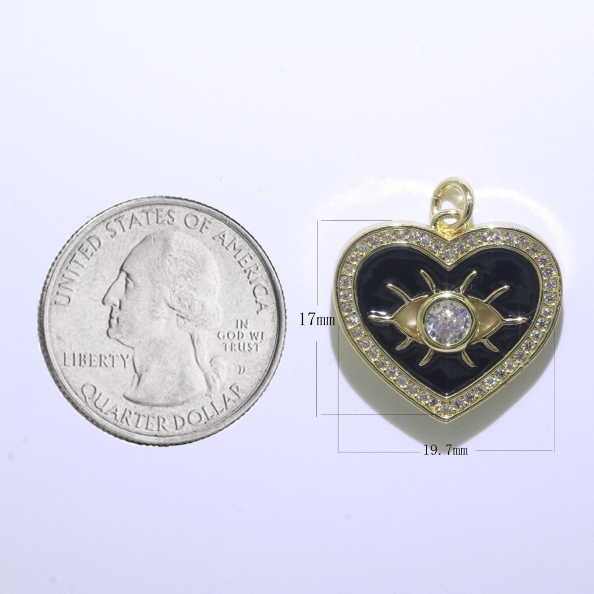 Heart Enamel Evil Eye Gold plated Charm M-157-M-166