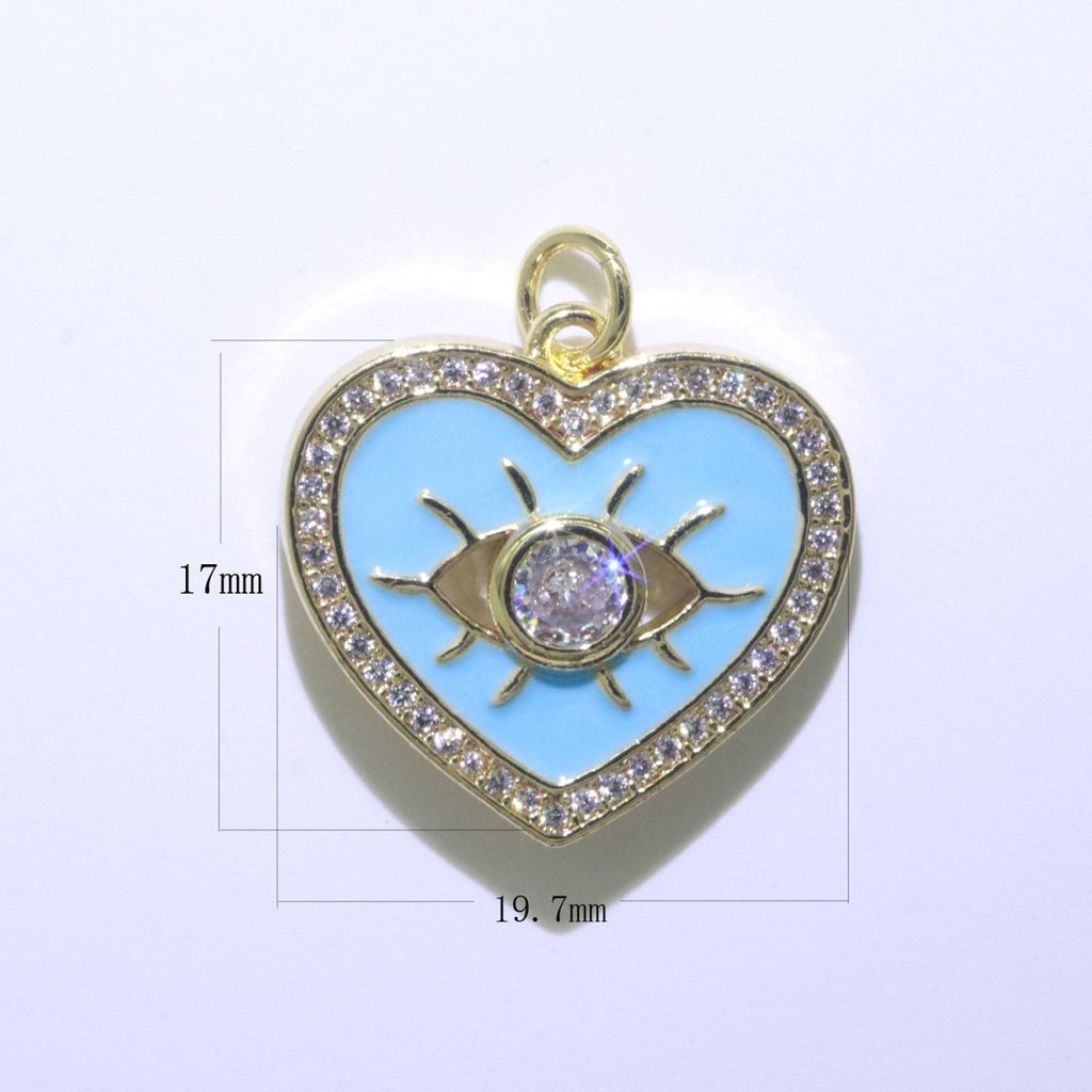 Heart Enamel Evil Eye Gold plated Charm M-157-M-166