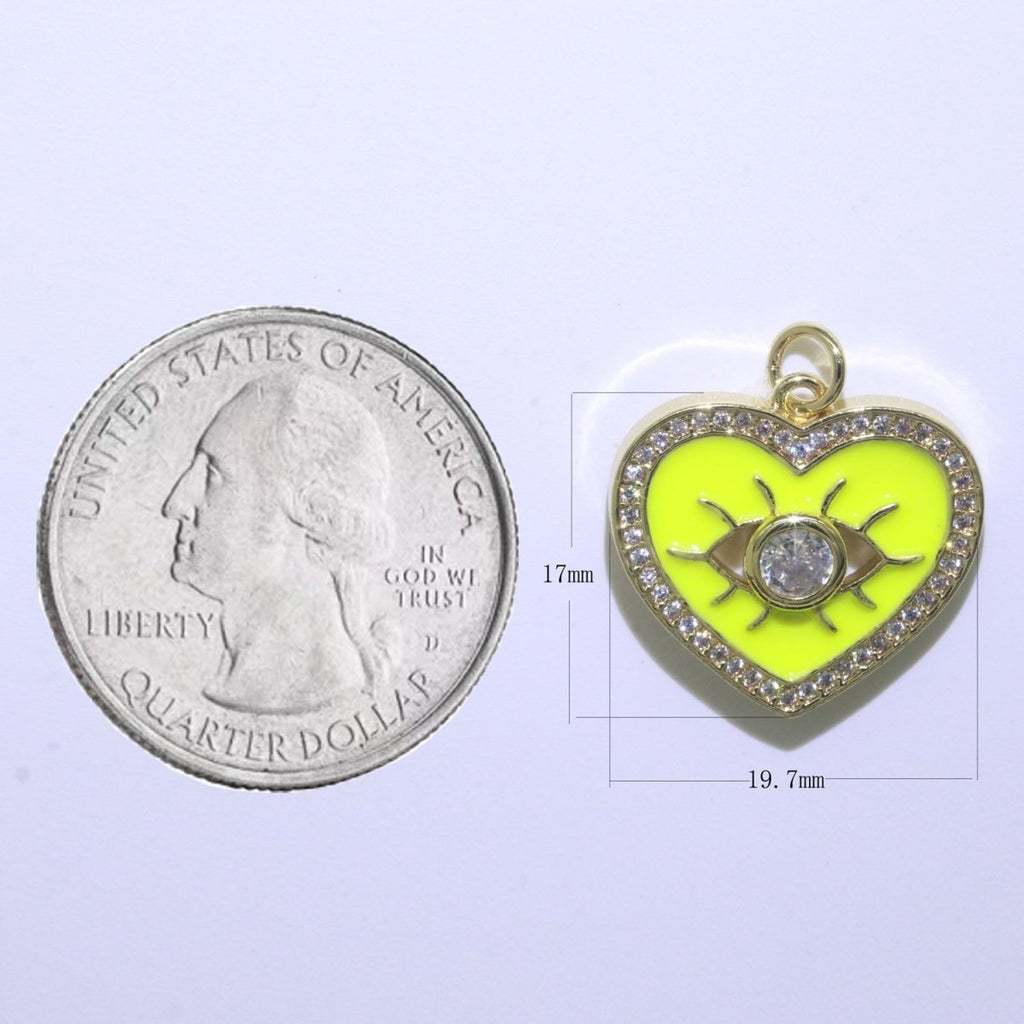 Heart Enamel Evil Eye Gold plated Charm M-157-M-166