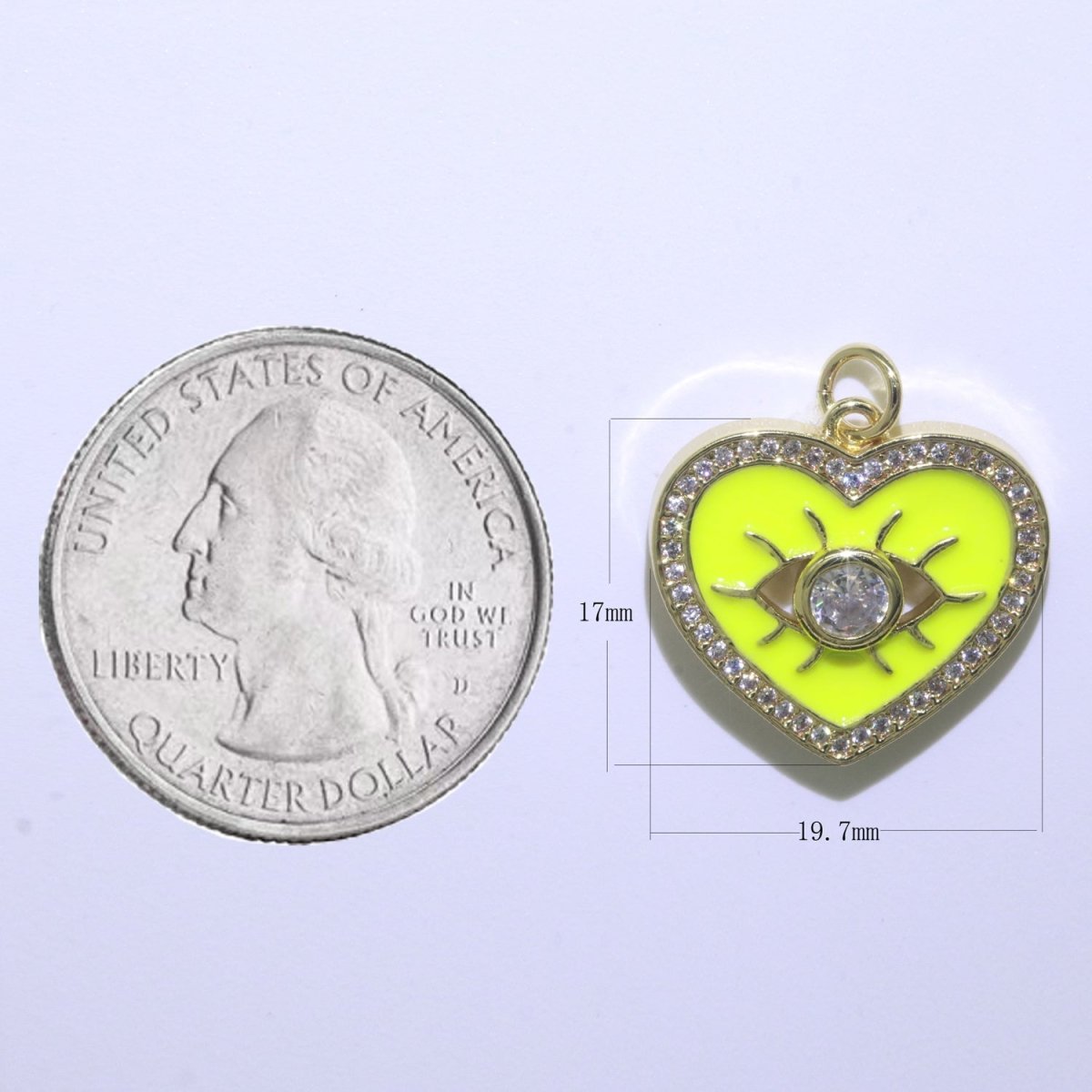 Heart Enamel Evil Eye Gold plated Charm M-157-M-166