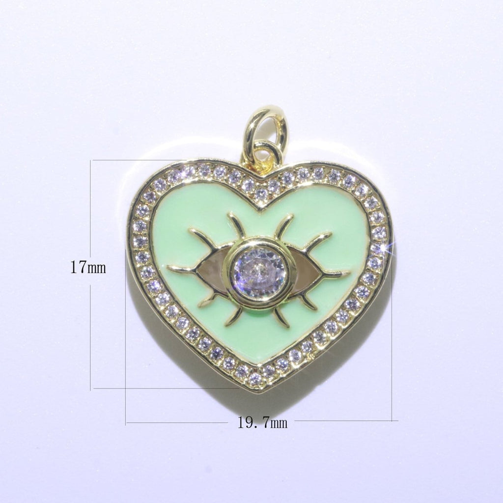 Heart Enamel Evil Eye Gold plated Charm M-157-M-166