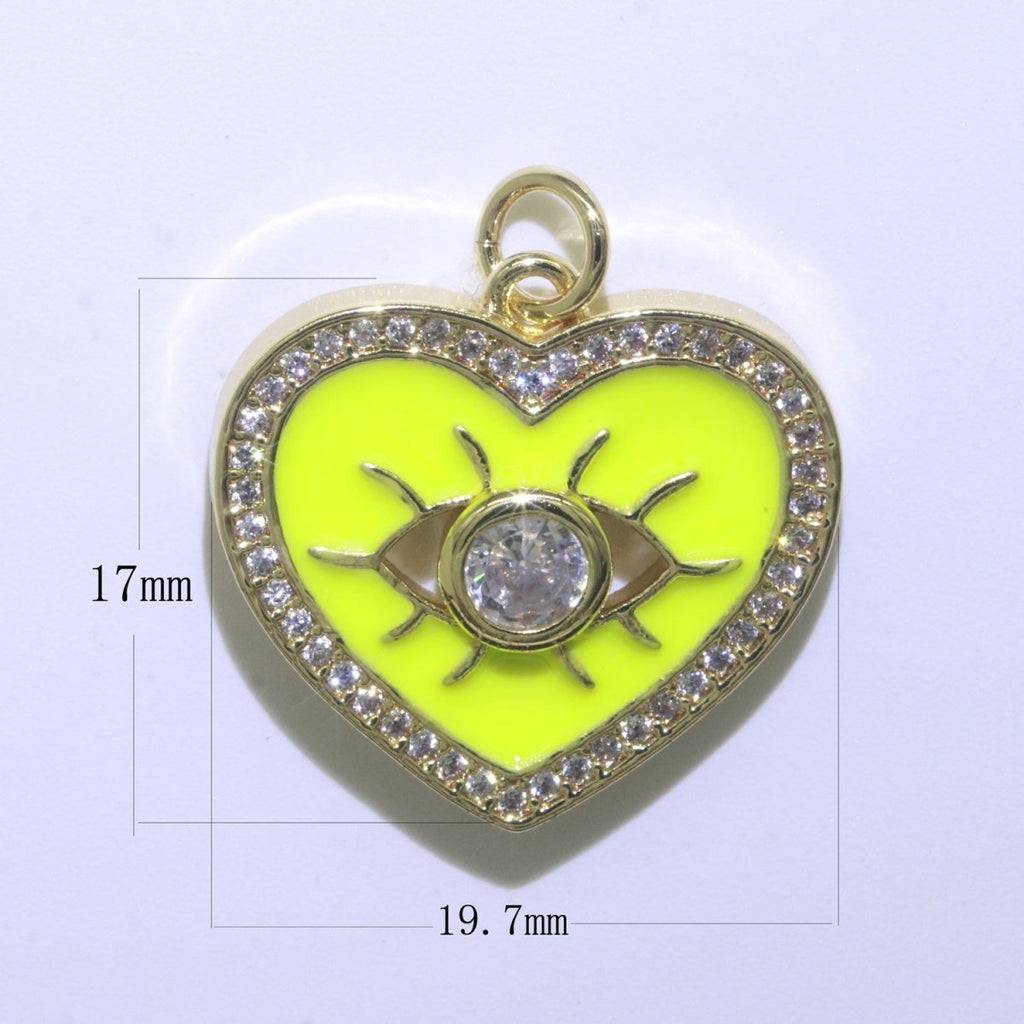 Heart Enamel Evil Eye Gold plated Charm M-157-M-166