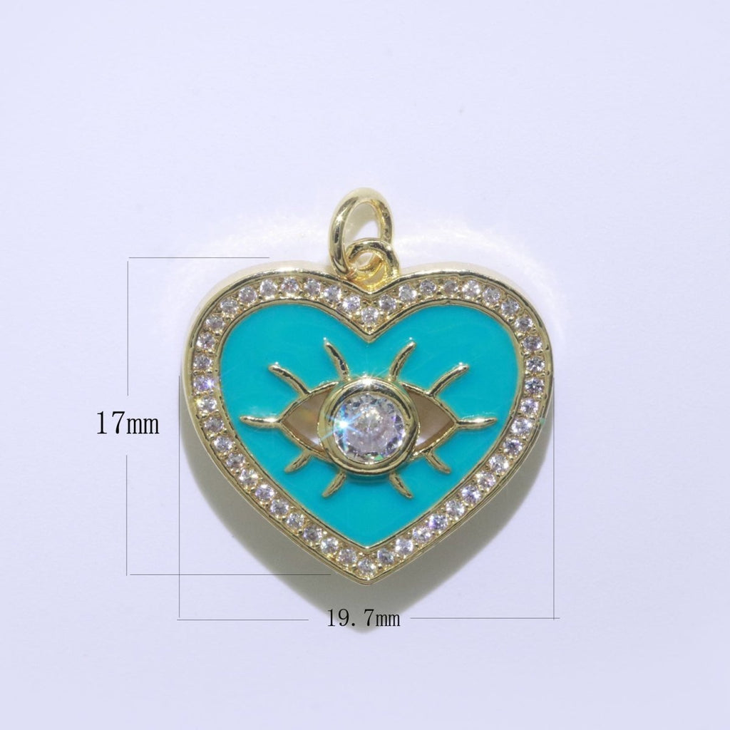Heart Enamel Evil Eye Gold plated Charm M-157-M-166