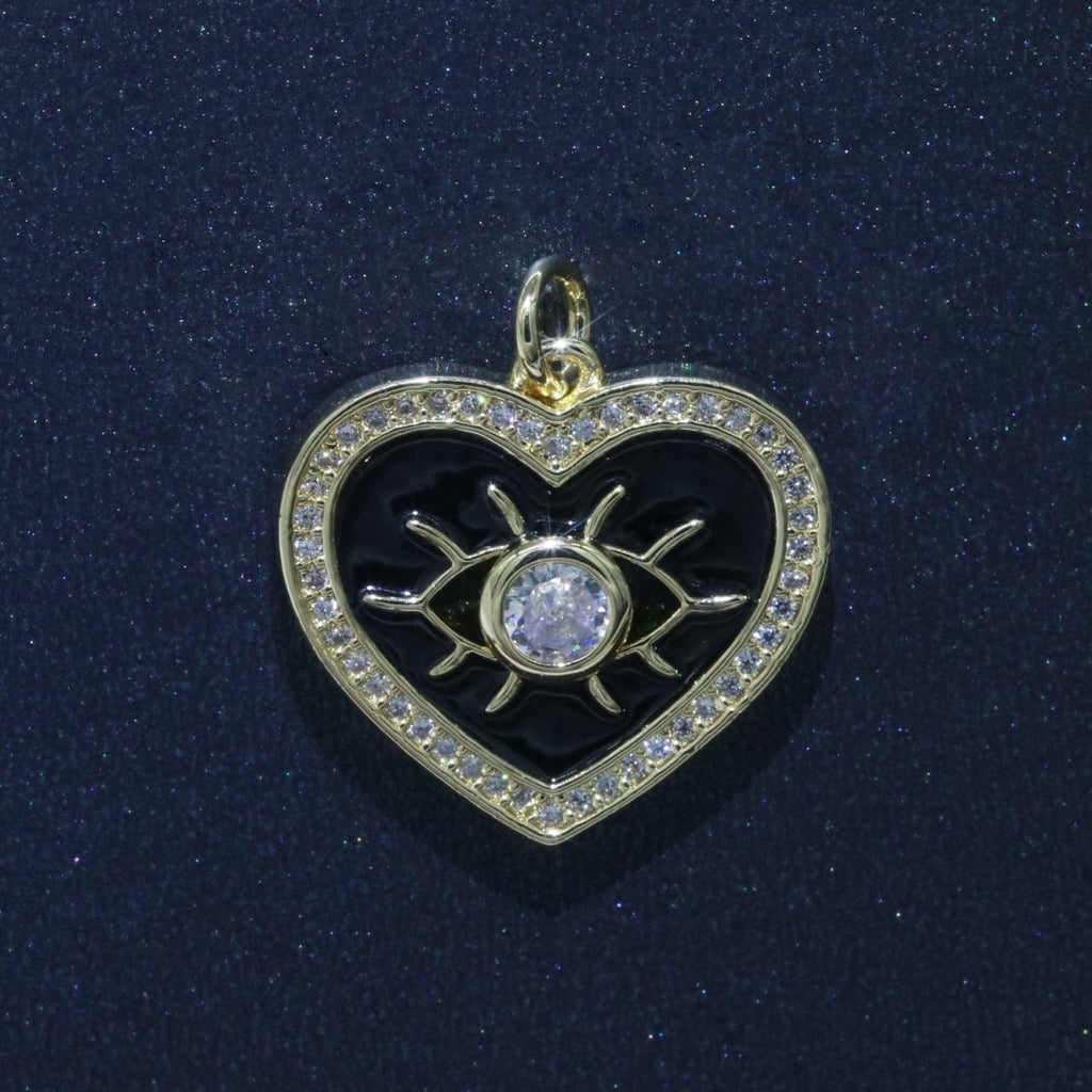 Heart Enamel Evil Eye Gold plated Charm M-157-M-166