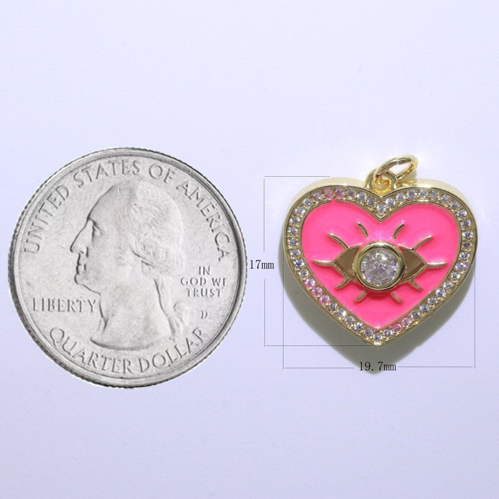 Heart Enamel Evil Eye Gold plated Charm M-157-M-166