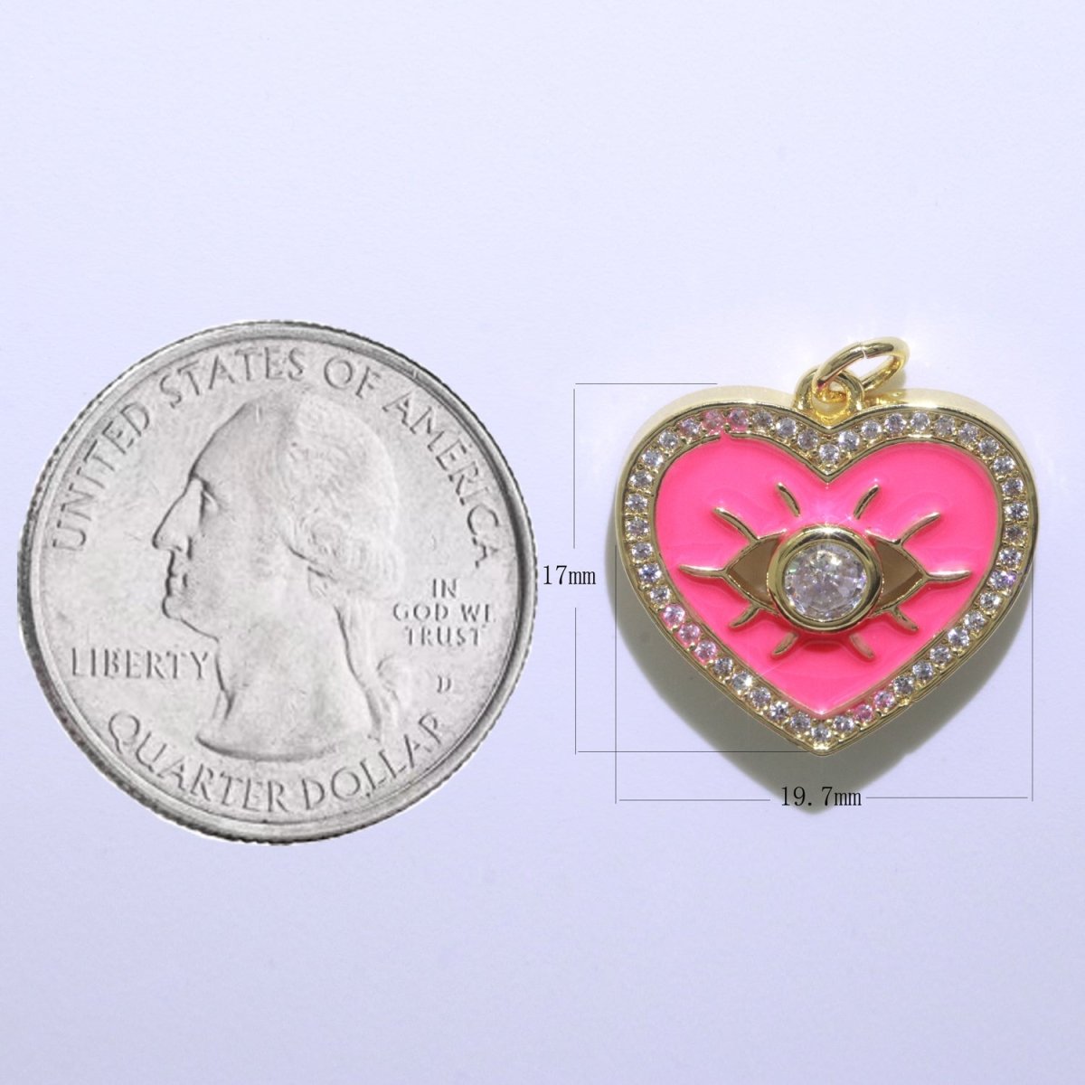 Heart Enamel Evil Eye Gold plated Charm M-157-M-166