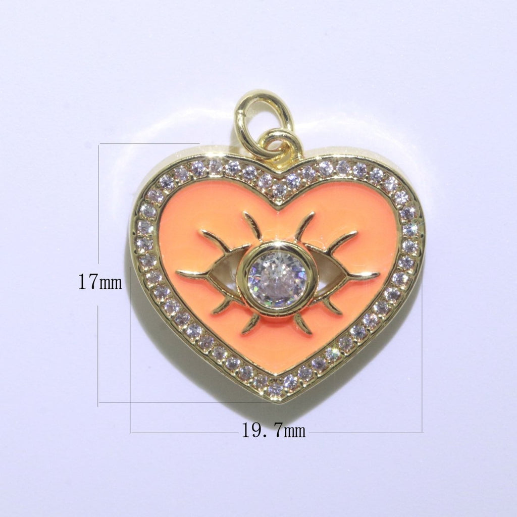 Heart Enamel Evil Eye Gold plated Charm M-157-M-166