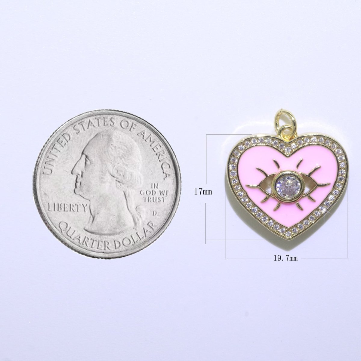 Heart Enamel Evil Eye Gold plated Charm M-157-M-166