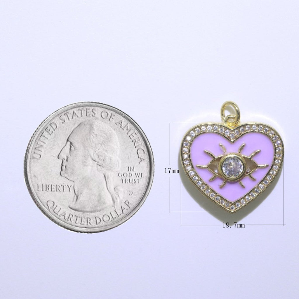 Heart Enamel Evil Eye Gold plated Charm M-157-M-166