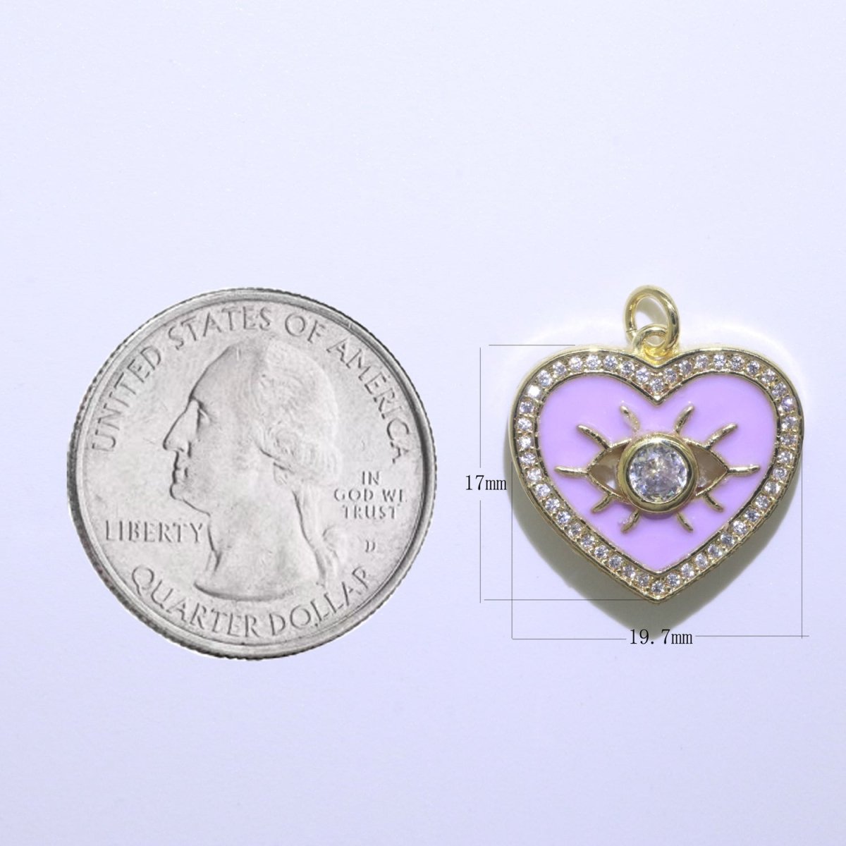 Heart Enamel Evil Eye Gold plated Charm M-157-M-166