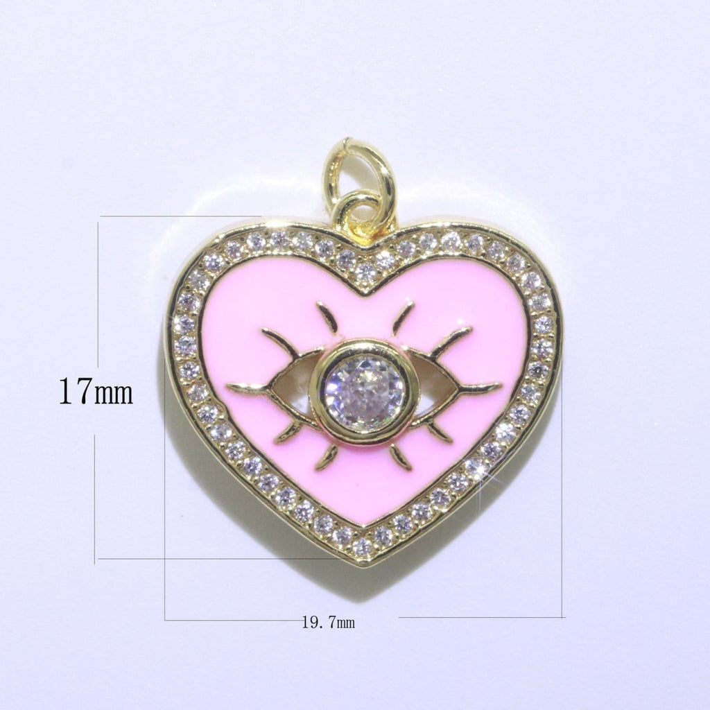 Heart Enamel Evil Eye Gold plated Charm M-157-M-166