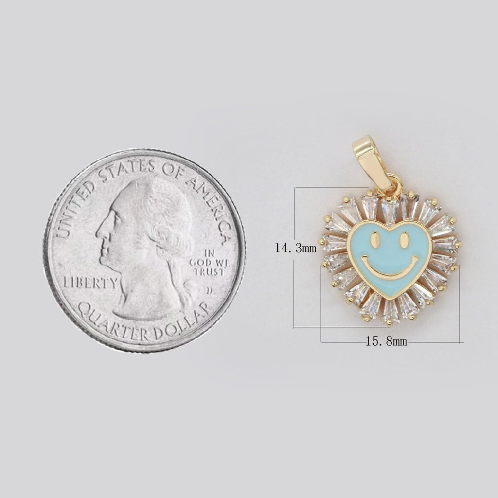 Heart Smiley Face Charm Cubic Happy Face Pendant for Necklace Earring Component I-276 I-277 I-287 I-292 I-293 I-298