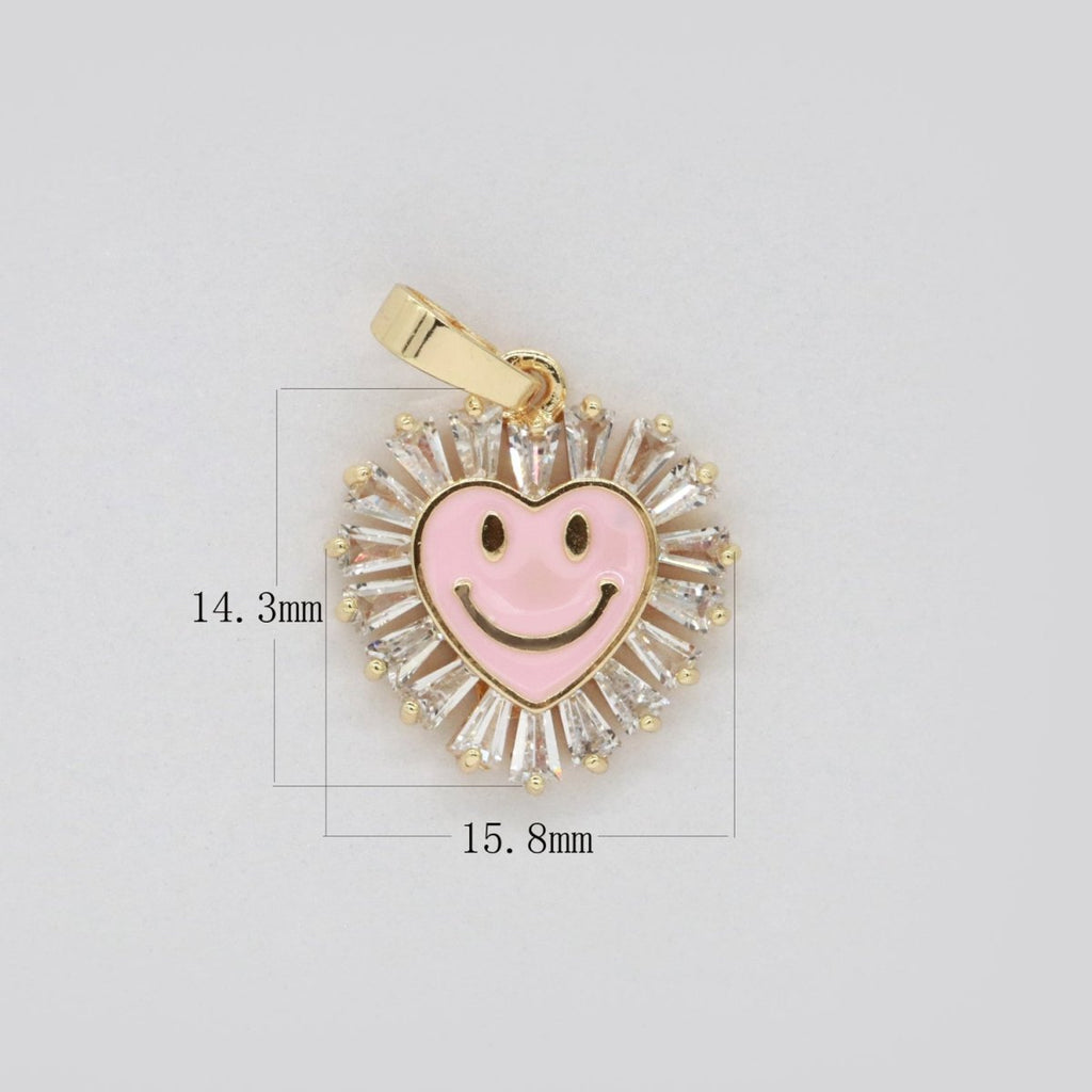 Heart Smiley Face Charm Cubic Happy Face Pendant for Necklace Earring Component I-276 I-277 I-287 I-292 I-293 I-298