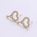 Heart Stud Earring Charm • 24k Gold plated• Micro Pave Heart • Jewelry Making Supplies • Open Ring Attached for Jewelry Making Supply, K-402 - DLUXCA