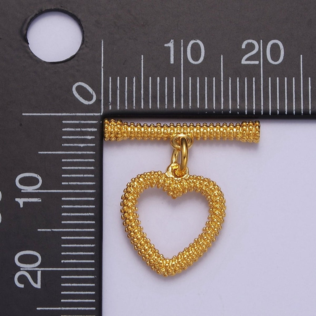Heart Toggle Clasp Connector, 24k Gold plated Toggle Clasp, Jewelry End Clasp for Bracelet, Necklace Closure L-644 L-682 L-683 - DLUXCA